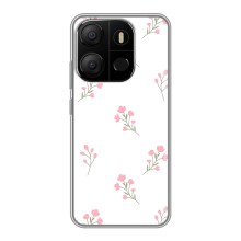 Чехол с розовым рисунком для Tecno Pop 7 (Розовые цветы)