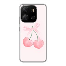 Чехол с розовым рисунком для Tecno Pop 7 (Розовые вишни)