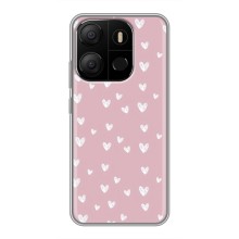 Чехол с розовым рисунком для Tecno Pop 7 (Сердечки на розовом)
