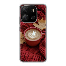 Чехол с уникальным дизайном «Осень с кофе» для Tecno Pop 7 – Кофе на пледе