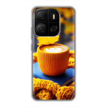 Чехол с уникальным дизайном «Осень с кофе» для Tecno Pop 7 – Кофе с жёлтым