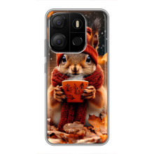 Печатный чехол «Зверята с кофе» для Tecno Pop 7 – Белка с кофе