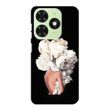 Чехлы (ART) Цветы на Tecno Pop 8 (VPrint) (Белые цветы)