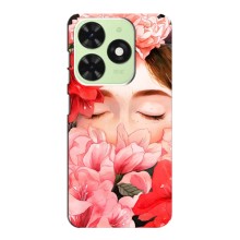 Чехлы (ART) Цветы на Tecno Pop 8 (VPrint) (Глаза в цветах)