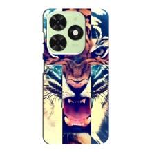 Чехлы с изображением разных животных для Tecno Pop 8 (Яркий Тигр)