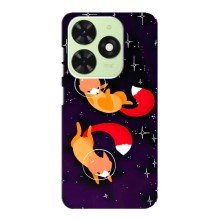 Чехлы с картинкой Лисички для Tecno Pop 8 (VPrint) (Лисички космонавты)