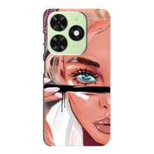 Чехол с печатью для Tecno Pop 8 - (Мода) (AlphaPrint) (Макияж)