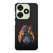Силиконовый чехол с картинкой "Герой Pubg" на Tecno Pop 8 – В огне