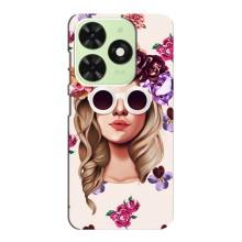 Чехол с картинкой Модные Девчонки Tecno Pop 8 – Девушка в очках