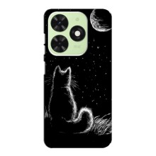Чехол с принтом для Tecno Pop 8 (AlphaPrint) Модные коты (Котик и луна)