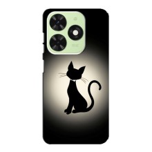 Чехол с принтом для Tecno Pop 8 (AlphaPrint) Модные коты (Силуэт котика)
