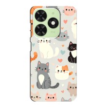 Чехол с рисунком кот на Tecno Pop 8 (Коллаж котов)