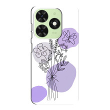Силиконовый чехол с принтом в цветах на Tecno Pop 8 – Фиолетовый букет