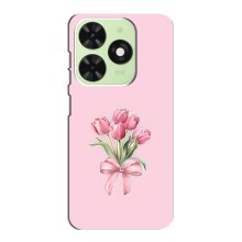Чехол с розовым рисунком для Tecno Pop 8 (Букет цветов)