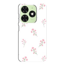 Чехол с розовым рисунком для Tecno Pop 8 (Розовые цветы)