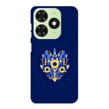 Чехол с украинским гербом на Tecno Pop 8 (Цветочный герб)