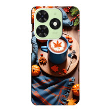 Чехол с уникальным дизайном «Осень с кофе» для Tecno Pop 8 – Кофе и тыквы