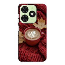 Чехол с уникальным дизайном «Осень с кофе» для Tecno Pop 8 – Кофе на пледе