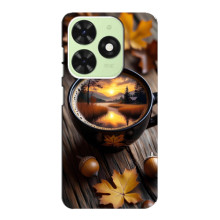 Чехол с уникальным дизайном «Осень с кофе» для Tecno Pop 8 – Тёмный кофе