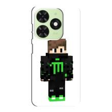 Чехлы для Tecno Pop 8 (Персонажи Майн Крафт) – Зеленый мальчик