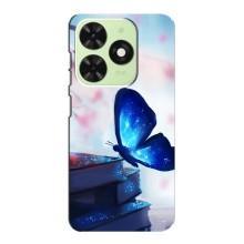 Силиконовый бампер с картинкой животных для Tecno Pop 8 (Бабочка синяя)