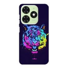 Силиконовый бампер с картинкой животных для Tecno Pop 8 (Тигр-Арт)