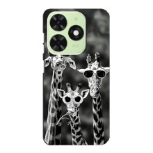 Силіконовий чохол з КАРТИНКАМИ літо для Tecno Pop 8 (AlphaPrint) (Жирафи в окулярах)