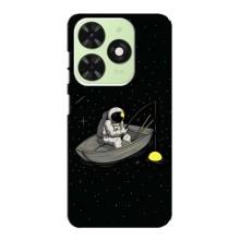 Силіконовый Чохол з принтом "Космонавти" на Tecno Pop 8 – Космонавт на рибалці