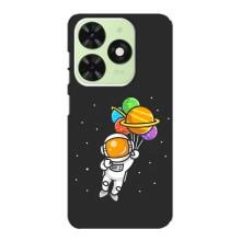 Силіконовый Чохол з принтом "Космонавти" на Tecno Pop 8 – Космонавт з кульками
