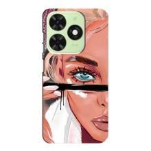 Силіконовый Чохол на Tecno Pop 8 з картинкой Модных девушек – Дівчина та вії