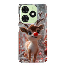 Яркий чехол для Tecno Pop 8 с Зимними Оленятами