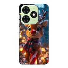 Яркий чехол для Tecno Pop 8 с Зимними Оленятами – Олень в шарфе
