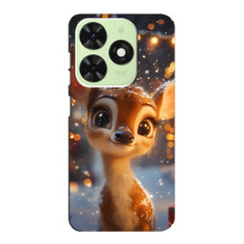Яркий чехол для Tecno Pop 8 с Зимними Оленятами – Оленёнок среди гирлянд