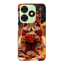 Печатный чехол «Зверята с кофе» для Tecno Pop 8 – Белка с кофе