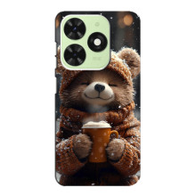 Печатный чехол «Зверята с кофе» для Tecno Pop 8 – Мишка с кофе