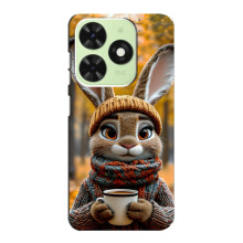 Печатный чехол «Зверята с кофе» для Tecno Pop 8 – Зайчик с кофе