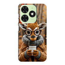 Печатный чехол «Зверята с кофе» для Tecno Pop 8 – Жираф с кофе