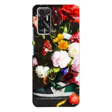 Брендновые Чехлы для TECNO Pova-2 (LE7n) - (PREMIUMPrint) (Nike цветы)