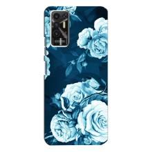 Чехлы (ART) Цветы на TECNO Pova-2 (LE7n) (VPrint) (Голубые Бутоны)