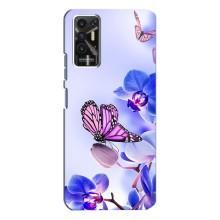 Чехлы с Цветами для TECNO Pova-2 (LE7n) (VPrint) (Бабочка на цветочке)