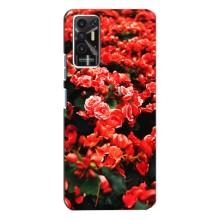 Чехлы с Цветами для TECNO Pova-2 (LE7n) (VPrint) (Цветы красные)