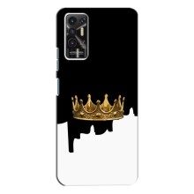 Чехол (Корона на чёрном фоне) для Техно Пова 2 – Золотая корона