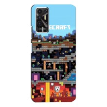 Чехол Майнкрафт на TECNO Pova-2 (LE7n) (AlphaPrint) Minecraft (фон Minecraft)