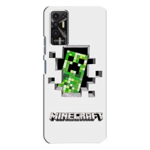 Чехол Майнкрафт на TECNO Pova-2 (LE7n) (AlphaPrint) Minecraft (крипер Майнкрафт)