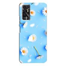 Чехол с Цветами для TECNO Pova-2 (LE7n) (ромашки на голубом)