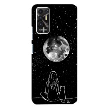 Чехол с рисунком кот на TECNO Pova-2 (LE7n) (Девушка с котом)
