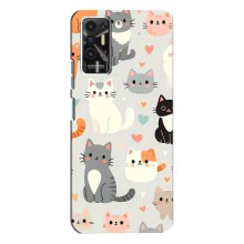 Чехол с рисунком кот на TECNO Pova-2 (LE7n) (Коллаж котов)