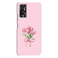 Чехол с розовым рисунком для TECNO Pova-2 (LE7n) (Букет цветов)