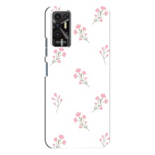 Чехол с розовым рисунком для TECNO Pova-2 (LE7n) (Розовые цветы)