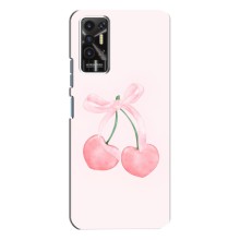 Чехол с розовым рисунком для TECNO Pova-2 (LE7n) (Розовые вишни)